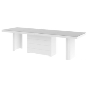 Rozkládací jídelní stůl KOLOS MAT, 140 cm, světle šedo/bílý (Moderní)