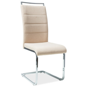 Jídelní židle čalouněná látkou v béžové barvě na kovové konstrukci KN915