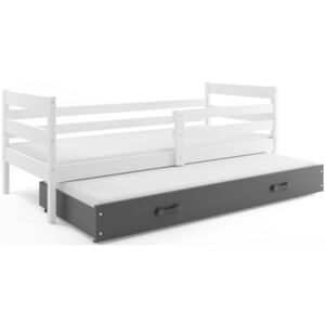 Dětská postel s přistýlkou ERYK 2 90x200 cm, bílá/grafitová Pěnová matrace