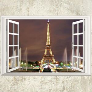 Živá Zeď Samolepka Okno s výhledem na Eiffelovu věž