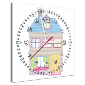 Tištěný obraz s hodinami Proužkovaný domek ZP4091A_1AI