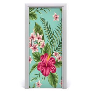 Samolepící fototapeta na dveře havajské květiny
