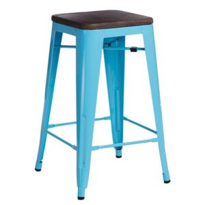 Barová židle Paris 75cm Dřevěná-Sosna ořech modrá
