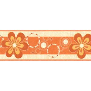 Samolepící bordura květy oranžové 69017 5 m x 6,9 cm IMPOL TRADE