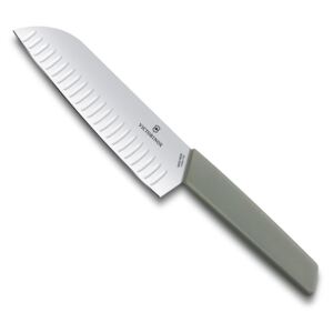 Japonský Nůž Santoku s výbrusy 17 cm olivový SWISS MODERN - Victorinox