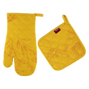 Bavlněná rukavice a chňapka šedo-žlutý 2 ks Protea