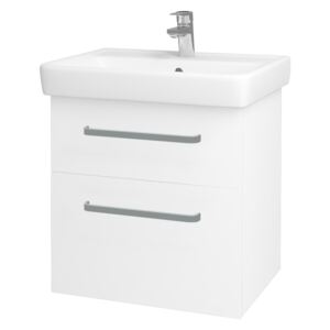 Dřevojas - Koupelnová skříň Q MAX SZZ2 60 - N01 Bílá lesk / Úchytka T01 / L01 Bílá vysoký lesk (60117A)