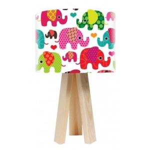 Timberlight Dětská stolní lampa Rainbow Elephants + bílý vnitřek + dřevěné nohy