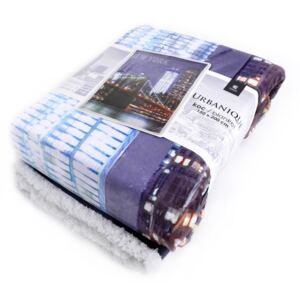 Přehoz - luxusní mikrovláknová deka s beránkem URBANIQUE motiv NEW YORK -150x200 cm Essex