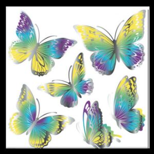 Samolepící pokojová dekorace Motýlci žluto modří 3D