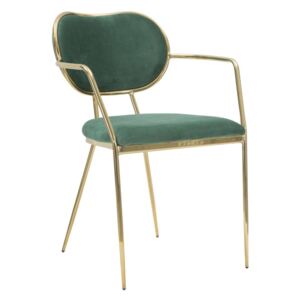 Set 2 ks židlí s područkami Mauro Ferretti Rubi 54x57x76 cm, smaragdová/zlatá