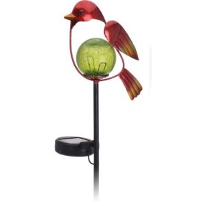 Solární lampa Bird červená, 13 x 6 x 52 cm