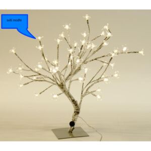 Kvetoucí stromeček 48 LED 45 cm do zásuvky modré kvítky perleťový kmen