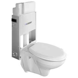 WC SADA závěsné WC s podomítkovou nádržkou a tlačítkem GEBERIT pro zazdění