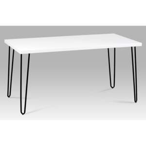 Jídelní stůl 150x80 cm bílý mat a černý kov GDT-561 WT