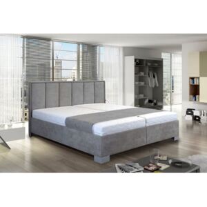 Zvýšená čalouněná postel Karin, s úložným prostorem , 160x200 cm, Bez matrací, Bílá ekokůže