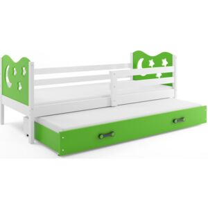 B2b1 BMS-group Dětská postel s přistýlkou MIKO 2 90x200 cm, bílá/zelená Pěnová matrace
