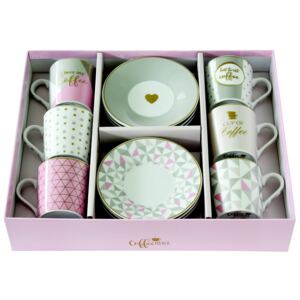 Easy Life Porcelánové šálky a podšálky na kávu I Love Coffee R0126-CMLO