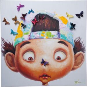 Obraz s ručními tahy Boy with Butterflys 100x100cm