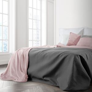 Přehoz na postel NICKY 220x240 cm šedá/růžová mikrovlákno, Mybesthome