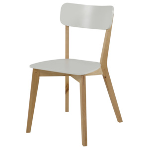 Jídelní dřevěná židle v bílé matné barvě a dekoru břízy SET 2 ks DO197