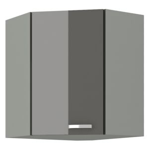 Kuchyňská skříňka horní rohová GREY 58x58 GN-72 1F, 58,5x58,5x71,5,5x31, šedá/šedá lesk