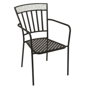 Kovová černá židle s mozaikou Shard white - 55*58*85 cm