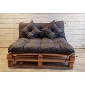 Paletové prošívané sezení - sedák 120x80 cm, opěrka 120x40 cm, 2x polštáře 30x30 cm, barva šedá, Mybesthome