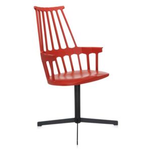 Kartell - Židle Comback Swivel Base, oranžovo-červená