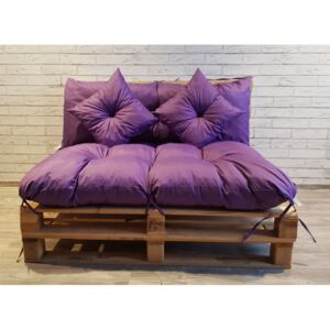 Paletové prošívané sezení - sedák 120x80 cm, opěrka 120x40 cm, 2x polštáře 30x30 cm, barva tmavě fialová, Mybesthome
