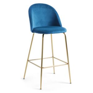 Modrá sametová barová židle LaForma Mystere