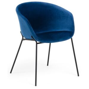 Modrá sametová jídelní židle LaForma Zadine