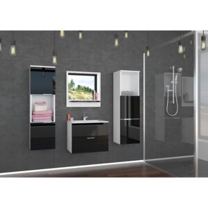 ADRK Koupelnová stěna LAURO Provedení: Bílá mat/černá lesk