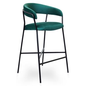 Barová židle čalouněná Nicole na černém roštu - Zelený