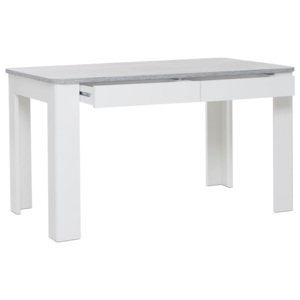 Jídelní stůl 138x80 cm se zásuvkami v dekoru pohledový beton s bílými nohami DO216