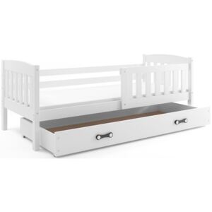 Dětská postel KUBUS 90x200 cm, bílá/bílá Pěnová matrace