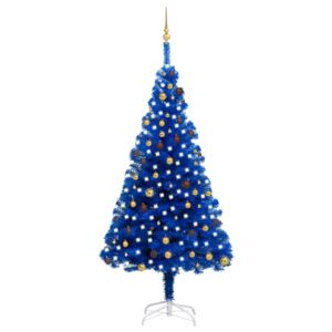 Umělý vánoční stromek s LED a sadou koulí modrý 240 cm PVC