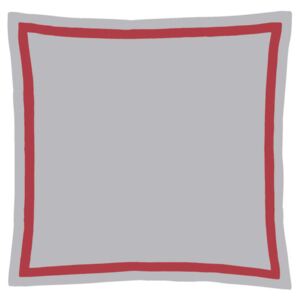 Christian Fischbacher Povlečení na polštář Satin Perfection Light Grey / Red 70 x 90 cm hotelový uzávěr
