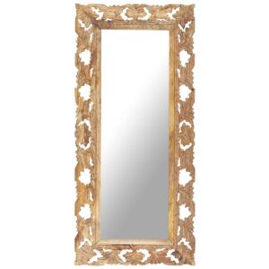 Ručně vyřezávané zrcadlo hnědé 110 x 50 cm masivní mangovník