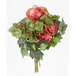 Animadecor Umělá květina - Hortenzie růžový svazek s břečťanem 25cm