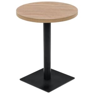 Bistro stůl - deska a ocel - kulatý - 60x75 cm | dub
