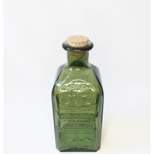 Skleněná lahev na whisky s korkovým uzávěrem - zelená /J