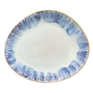 Bílo-modrý kameninový oválný talíř Costa Nova Brisa, ⌀ 27 cm