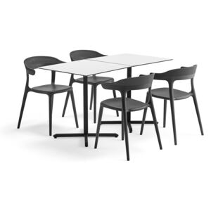 AJ Produkty Jídelní set Becky + Creek, 2 stoly a 4 antracitově šedé židle