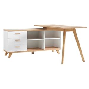 Bílý dřevěný pracovní stůl Germania Oslo 4058 144 x 145 cm