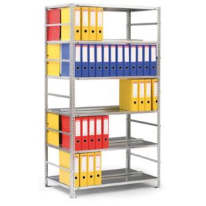 Regál na šanony COMPACT, 2500 x 750 x 600 mm, šedý, základní