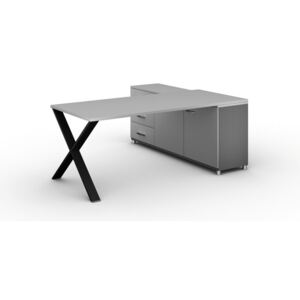 Kancelářský pracovní stůl ALFA X se skříňkou vlevo, deska 1800x800 mm, dezén šedá