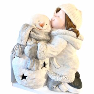 GOLDBACH Vánoční dekorace dítko se sněhulákem holčička, 41x34x20 cm