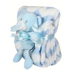 Dětská deka 75x90 cm + hračka modrý medvídek Modrá 75 x 90 cm