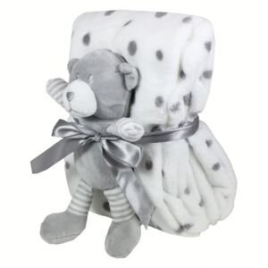 Dětská deka 75x90 cm + hračka šedý medvídek Šedá 75 x 90 cm